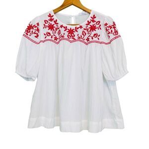 THML Western Peasant Girl Lightweight Short Sleeve Blouse Shirt Size Medium